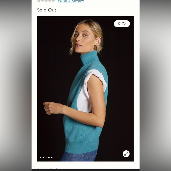 Pilcro Anthropologie Women's Wool Blend Teal Turtleneck Sweater Vest OS Stretch - Picture 3 of 9